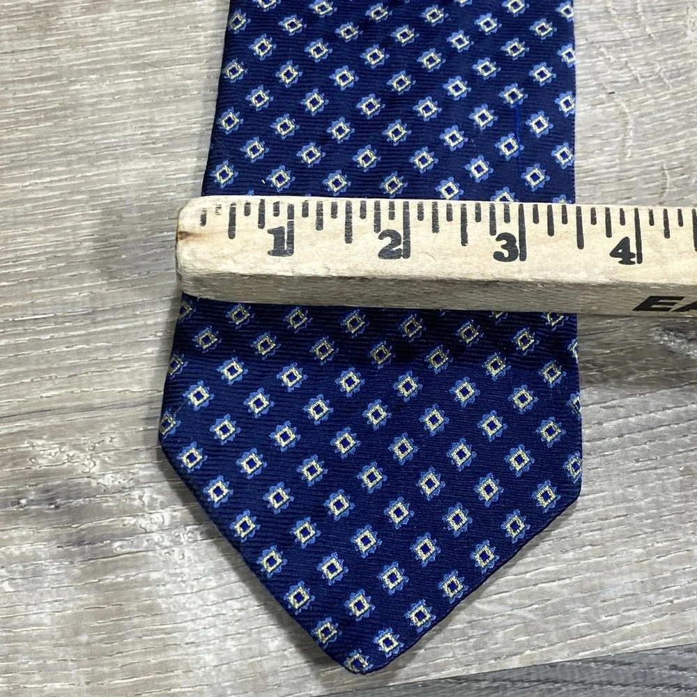 Brooks Brothers Tie Mens One Size Blue Silk‎ Geometric Necktie Made USA